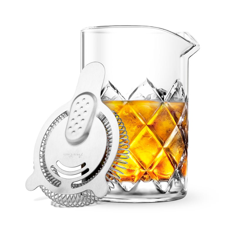 Final Touch Yarai Mixing Pitcher with Hawthorne Strainer - Elevate Your Cocktail Experience with Classic Elegance and Precision Pouring | Durable Glass Construction for Perfect Mixes (GMP110) - Image 1